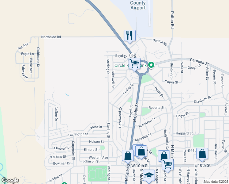 map of restaurants, bars, coffee shops, grocery stores, and more near 823-833 Latimer St in Borger