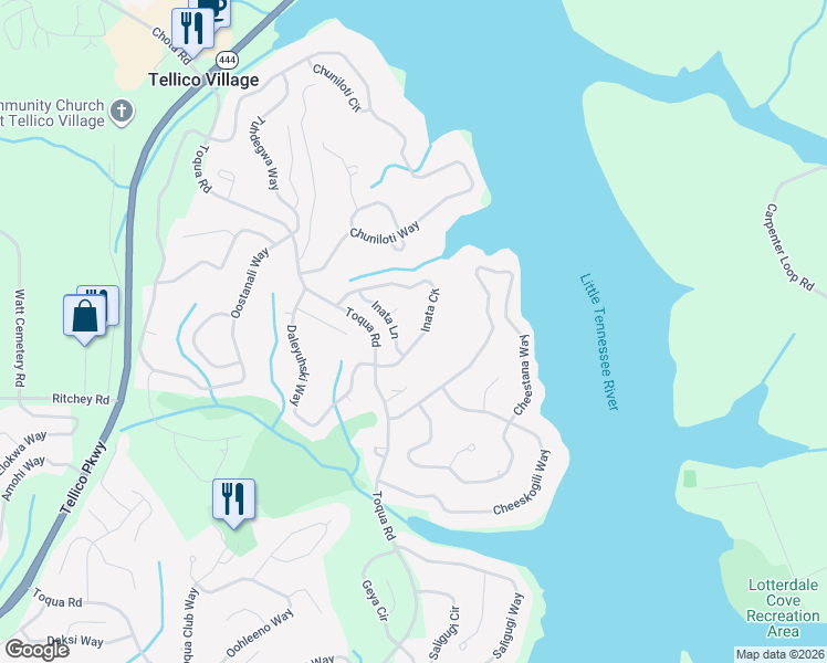 map of restaurants, bars, coffee shops, grocery stores, and more near 118 Inata Circle in Loudon