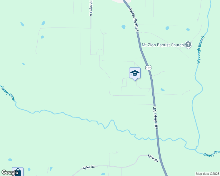 map of restaurants, bars, coffee shops, grocery stores, and more near 99 King George Street in Batesville