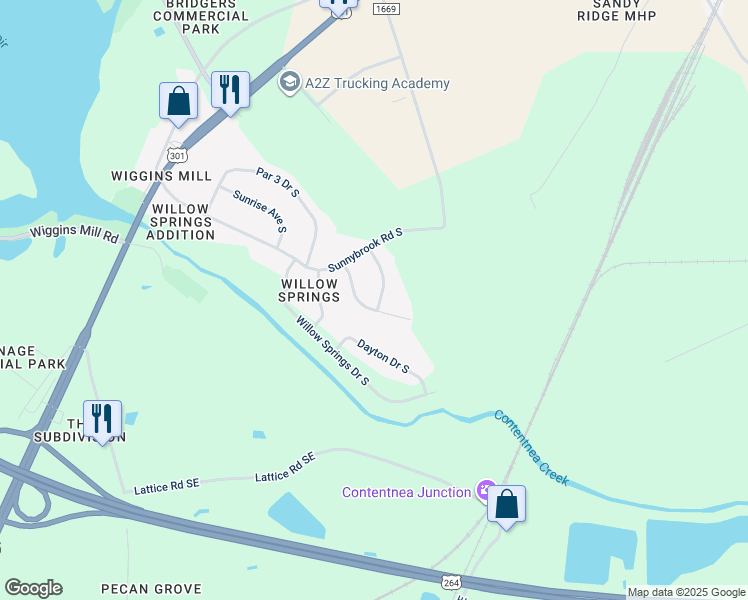 map of restaurants, bars, coffee shops, grocery stores, and more near 1009 Stoddard Road South in Wilson