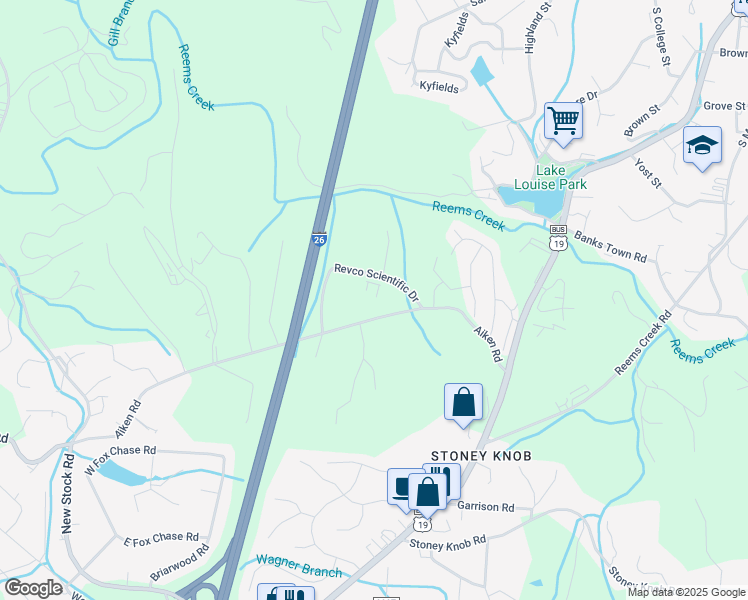 map of restaurants, bars, coffee shops, grocery stores, and more near 315B Aiken Road in Asheville