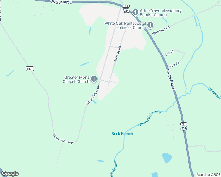 map of restaurants, bars, coffee shops, grocery stores, and more near 4828 Anthony Road in Wilson