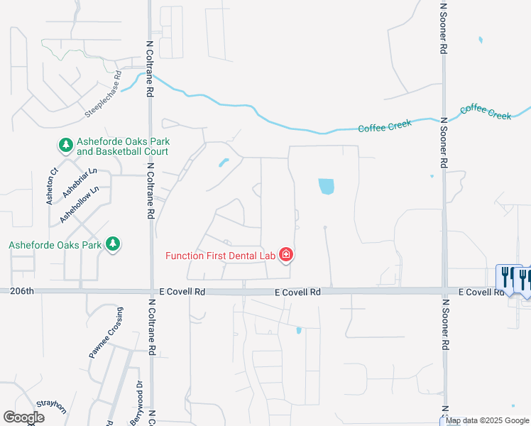 map of restaurants, bars, coffee shops, grocery stores, and more near 3016 Balmoral Drive in Edmond