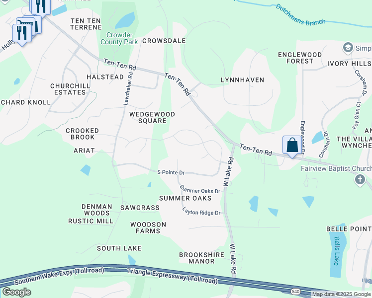map of restaurants, bars, coffee shops, grocery stores, and more near 2116 Bee Cave Court in Apex