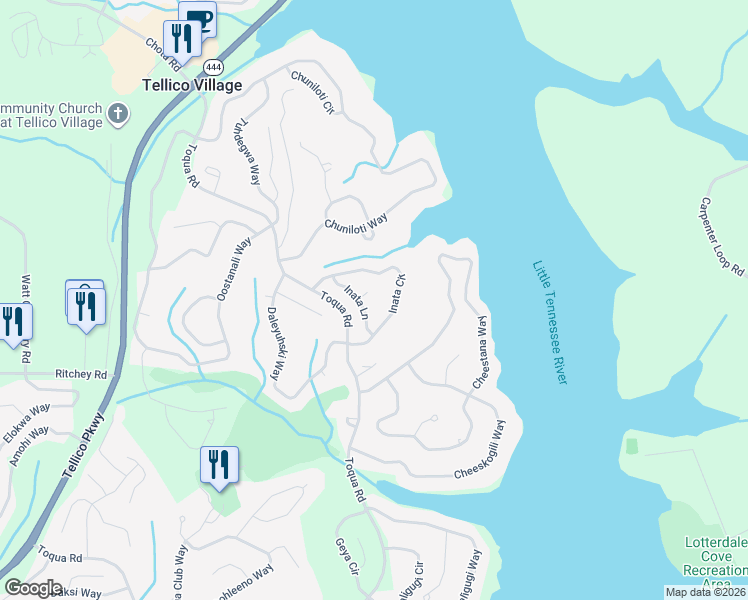 map of restaurants, bars, coffee shops, grocery stores, and more near 118 Inata Circle in Loudon