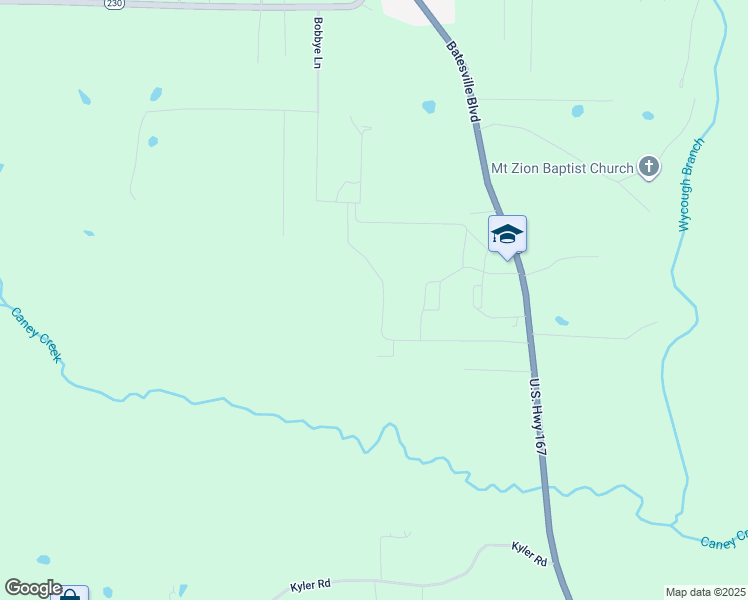 map of restaurants, bars, coffee shops, grocery stores, and more near 99 King George Street in Batesville
