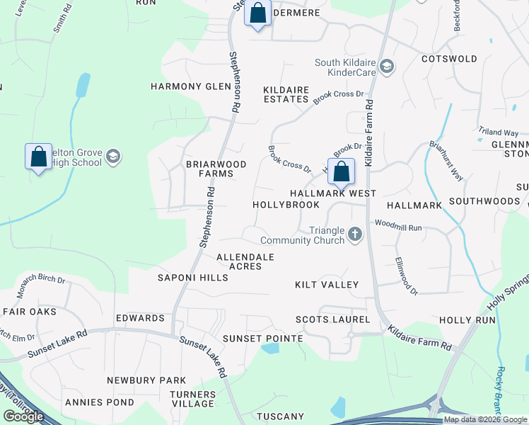 map of restaurants, bars, coffee shops, grocery stores, and more near 4428 Chandler Cove Way in Apex