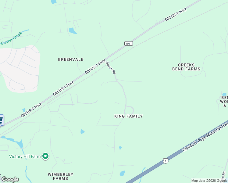 map of restaurants, bars, coffee shops, grocery stores, and more near 3600 Bosco Road in New Hill