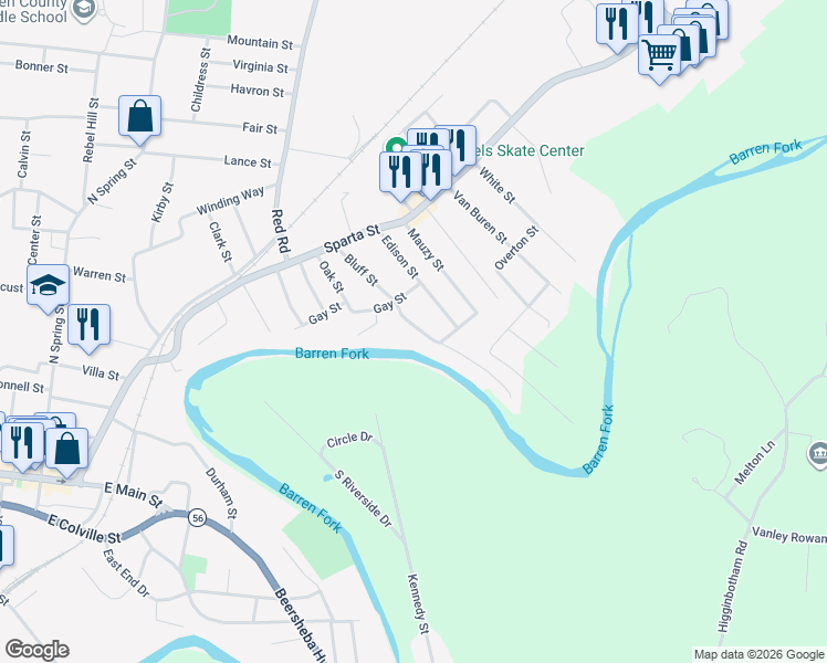 map of restaurants, bars, coffee shops, grocery stores, and more near 210 Edison Street in McMinnville