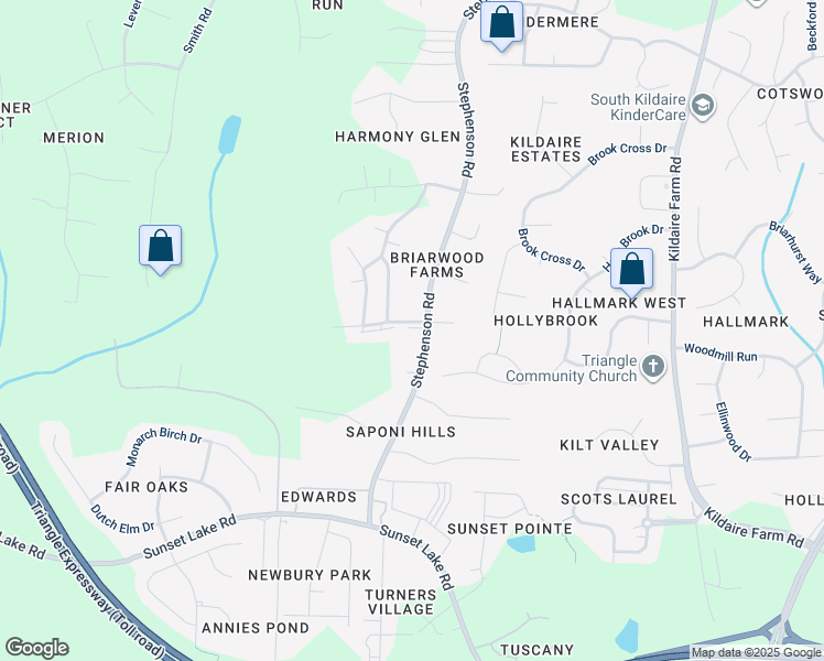 map of restaurants, bars, coffee shops, grocery stores, and more near 8600 Stephenson Road in Apex