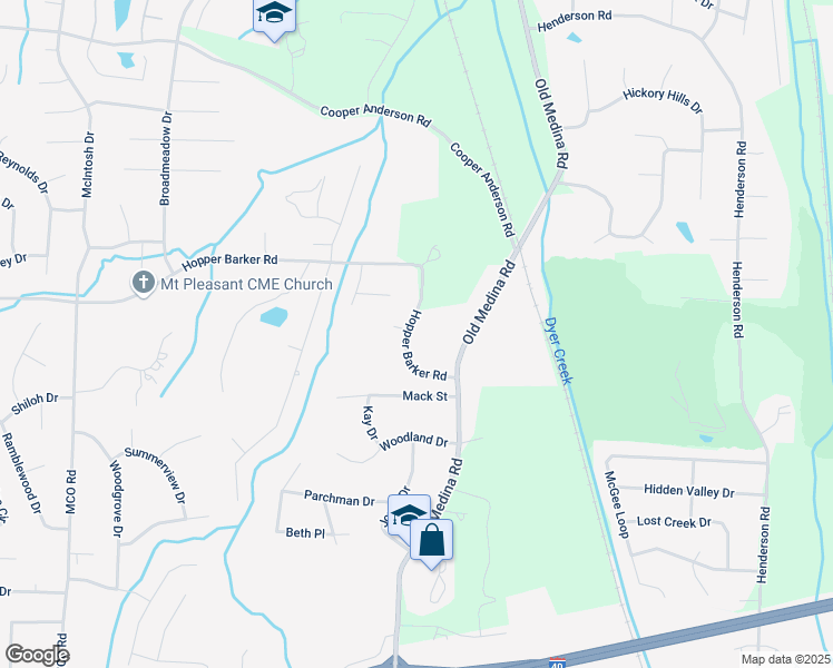 map of restaurants, bars, coffee shops, grocery stores, and more near 593 Hopper Barker Road in Jackson