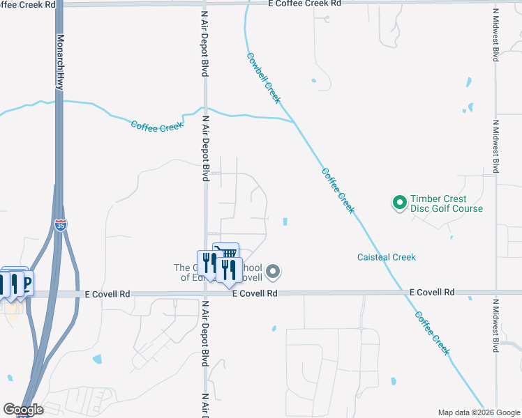 map of restaurants, bars, coffee shops, grocery stores, and more near 5916 Grandby Road in Edmond