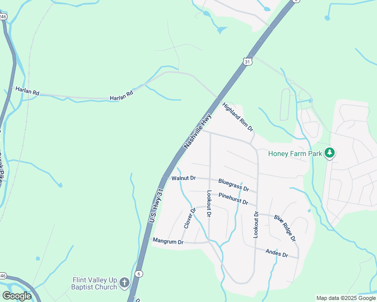 map of restaurants, bars, coffee shops, grocery stores, and more near 2134 Nashville Highway in Columbia