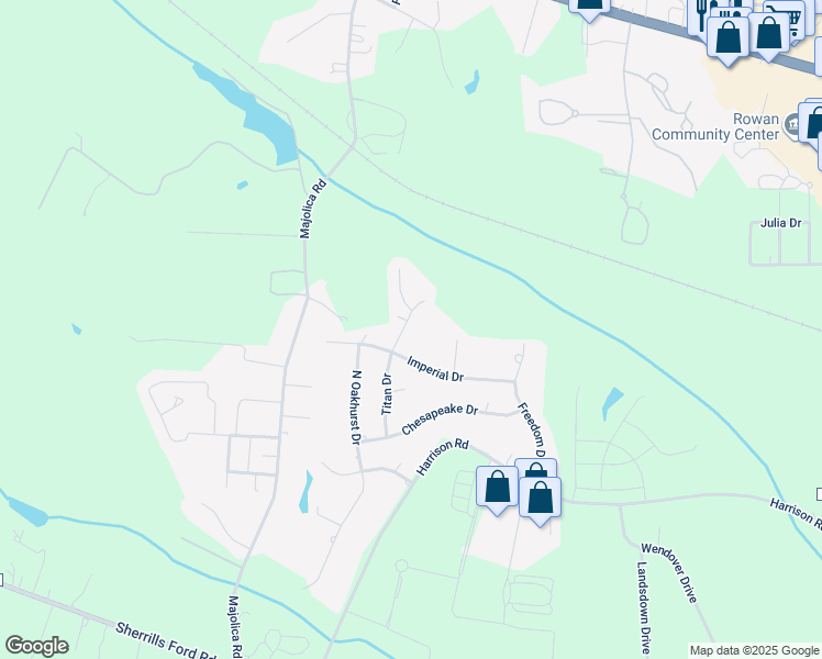 map of restaurants, bars, coffee shops, grocery stores, and more near 1001 North Titan Drive in Salisbury