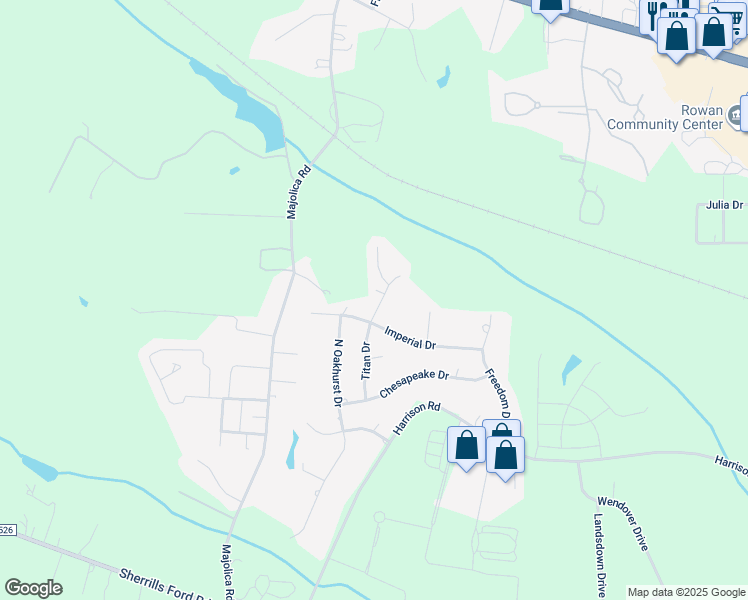 map of restaurants, bars, coffee shops, grocery stores, and more near 1008 North Titan Drive in Salisbury