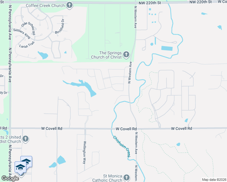 map of restaurants, bars, coffee shops, grocery stores, and more near 3816 Cookson Road in Edmond