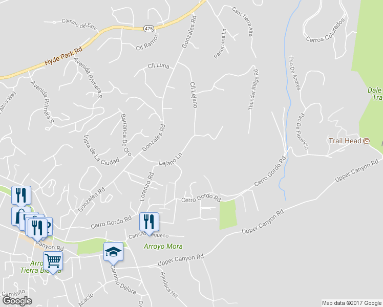 map of restaurants, bars, coffee shops, grocery stores, and more near 1306 Lejano Lane in Santa Fe
