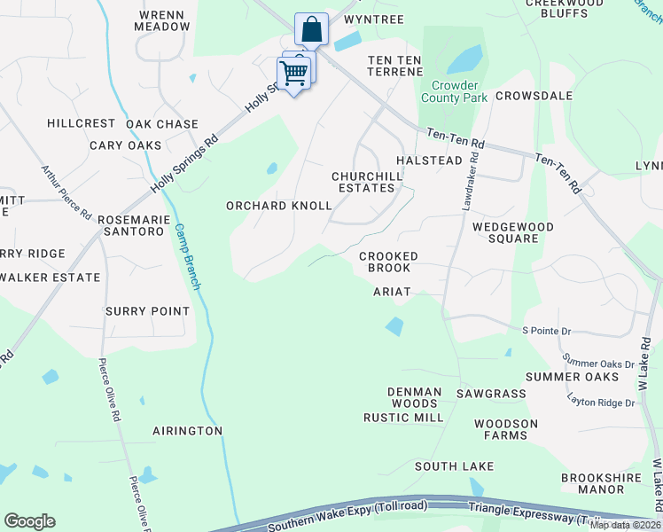 map of restaurants, bars, coffee shops, grocery stores, and more near 4600 Ten-Ten Road in Apex