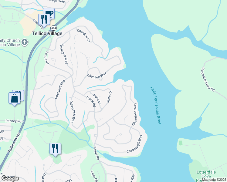 map of restaurants, bars, coffee shops, grocery stores, and more near 135 Inata Circle in Loudon