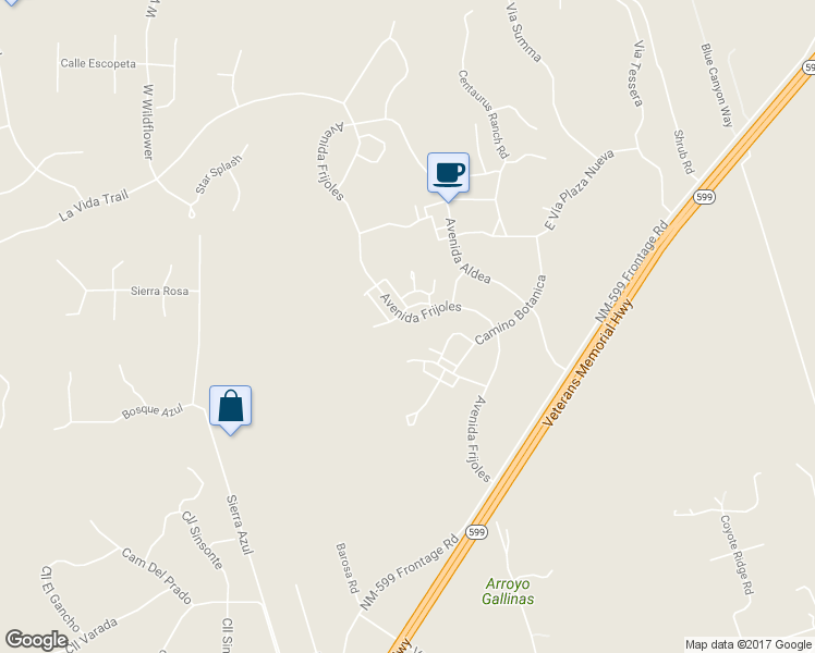 map of restaurants, bars, coffee shops, grocery stores, and more near 71 Avenida Frijoles in Santa Fe