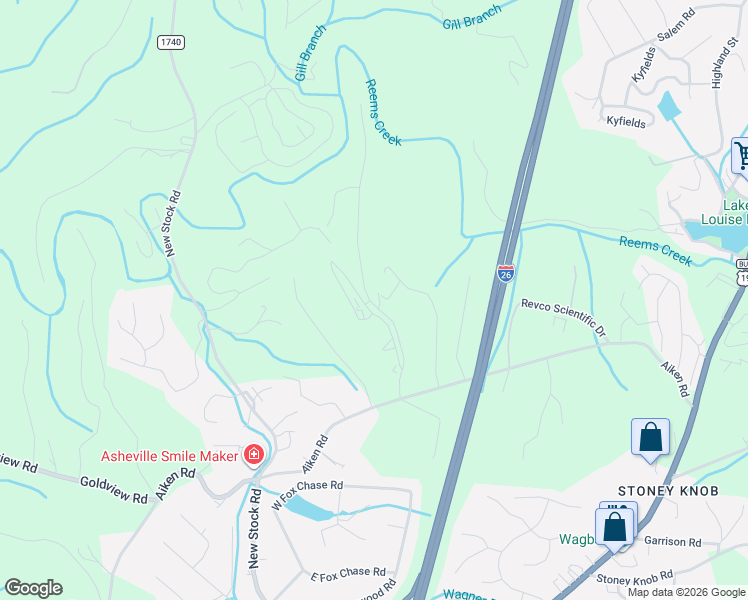 map of restaurants, bars, coffee shops, grocery stores, and more near 26 Foxwood Drive in Asheville