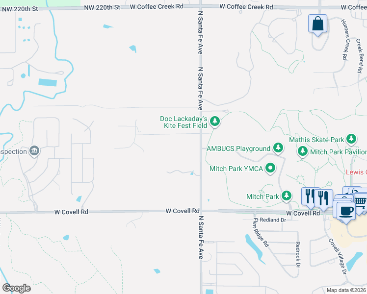 map of restaurants, bars, coffee shops, grocery stores, and more near 2308 Big Cedar Avenue in Edmond