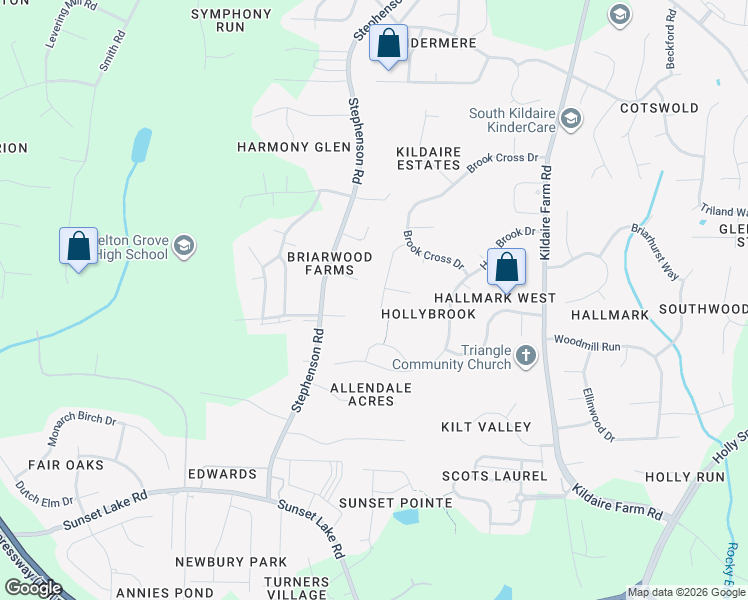map of restaurants, bars, coffee shops, grocery stores, and more near 4404 Chandler Cove Way in Apex