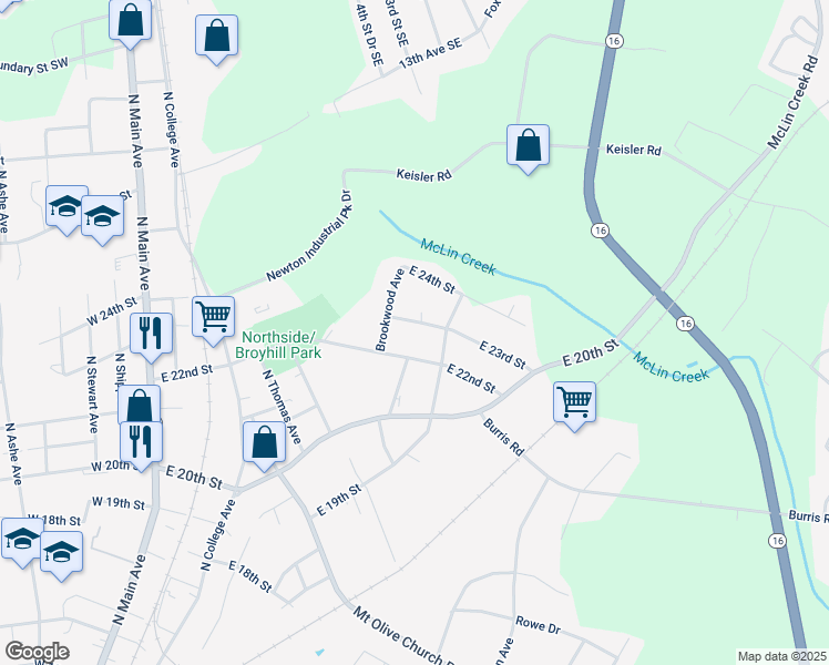map of restaurants, bars, coffee shops, grocery stores, and more near 814 East 23rd Street in Newton