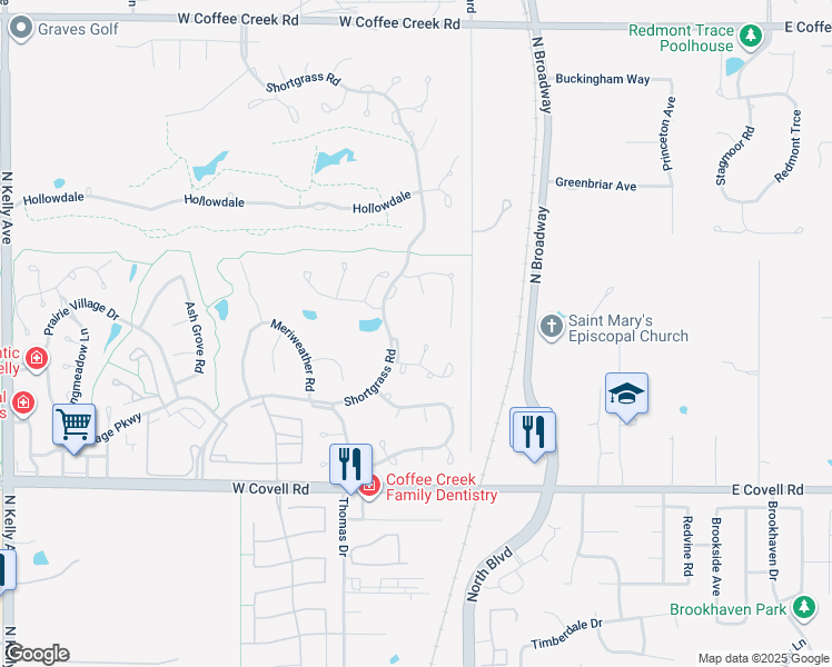 map of restaurants, bars, coffee shops, grocery stores, and more near 3125 Viewmont Ct in Edmond