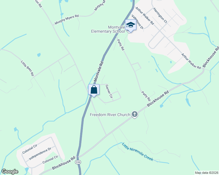 map of restaurants, bars, coffee shops, grocery stores, and more near 3531 Garner Circle in Maryville
