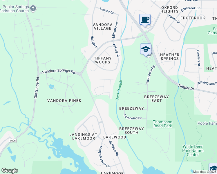 map of restaurants, bars, coffee shops, grocery stores, and more near 139 Buffaloe Springs Street in Garner