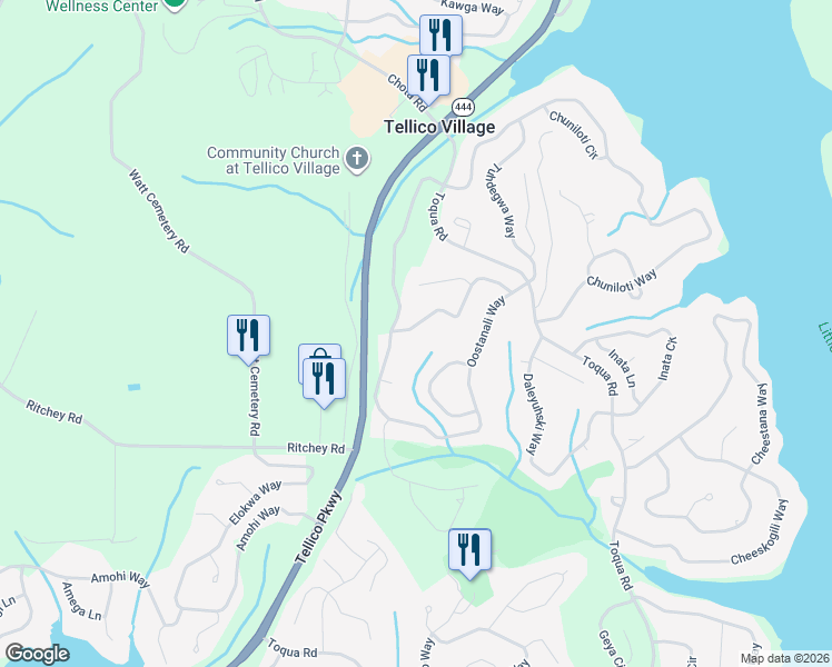 map of restaurants, bars, coffee shops, grocery stores, and more near 136 Kawatuska Way in Loudon