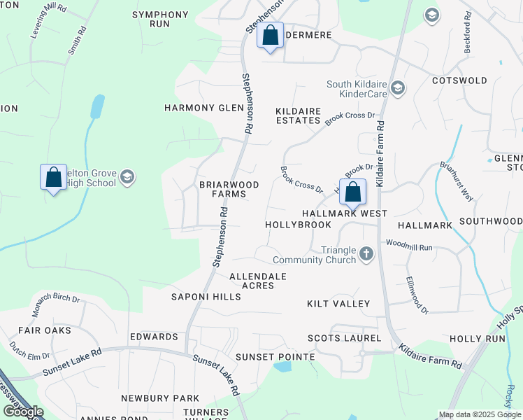 map of restaurants, bars, coffee shops, grocery stores, and more near 4400 Chandler Cove Way in Apex