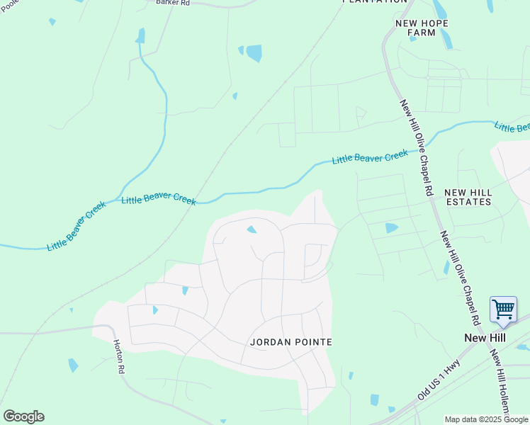 map of restaurants, bars, coffee shops, grocery stores, and more near 2723 Jordan Pointe Boulevard in New Hill