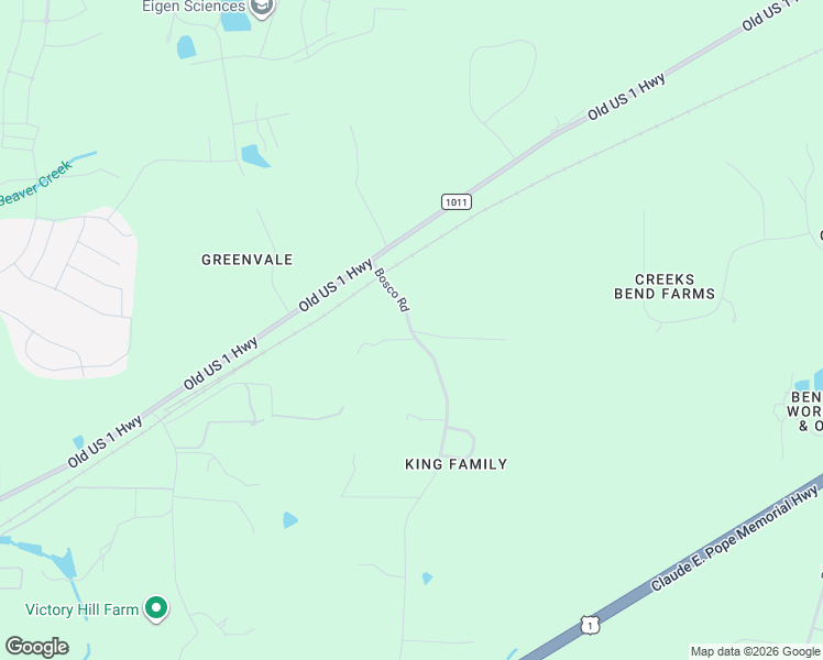 map of restaurants, bars, coffee shops, grocery stores, and more near 3498 Bosco Road in New Hill