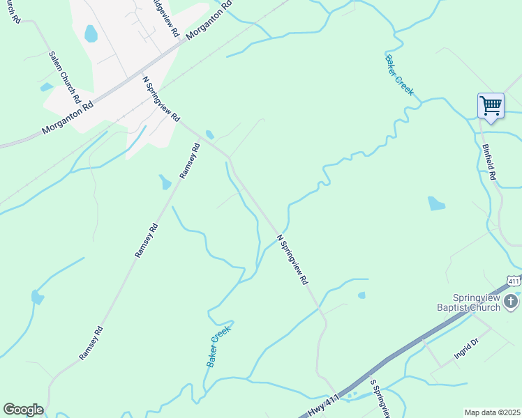 map of restaurants, bars, coffee shops, grocery stores, and more near 607 North Springview Road in Maryville