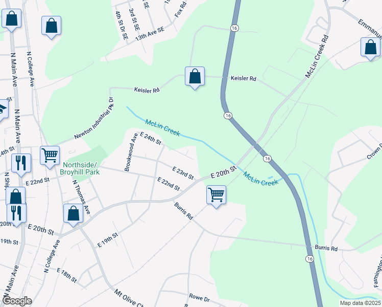 map of restaurants, bars, coffee shops, grocery stores, and more near 1030 East 24th Street in Newton