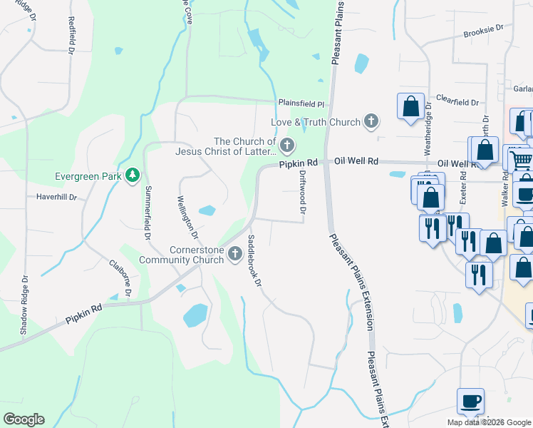 map of restaurants, bars, coffee shops, grocery stores, and more near 834 Pipkin Rd in Jackson