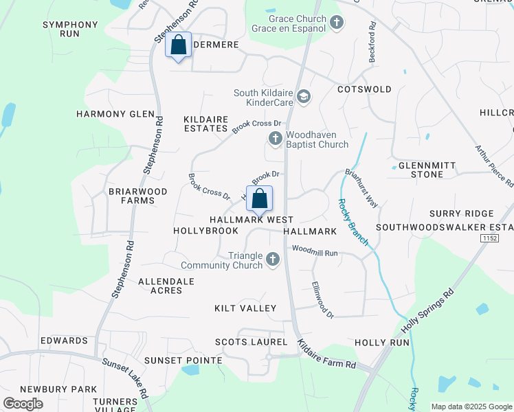 map of restaurants, bars, coffee shops, grocery stores, and more near 3901 Inkberry Court in Apex