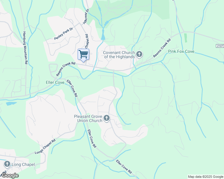 map of restaurants, bars, coffee shops, grocery stores, and more near 109 Upper Grove Lane in Weaverville