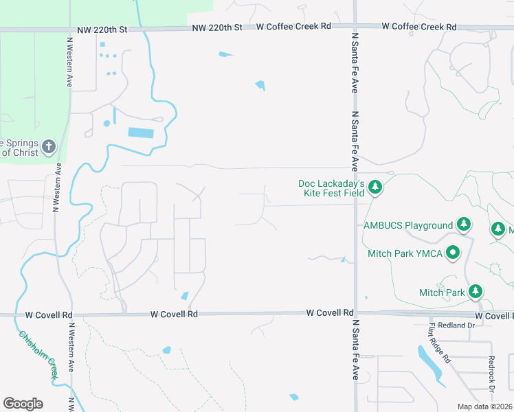 map of restaurants, bars, coffee shops, grocery stores, and more near 2609 Big Cedar Avenue in Edmond