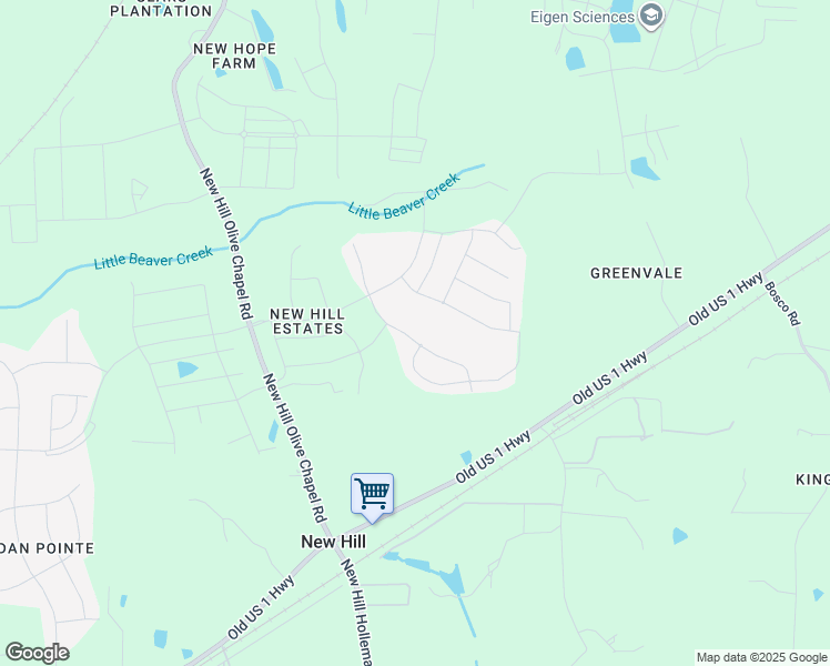 map of restaurants, bars, coffee shops, grocery stores, and more near 2645 Impulsion Drive in New Hill