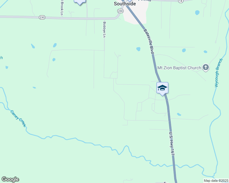 map of restaurants, bars, coffee shops, grocery stores, and more near 101 King George Street in Batesville