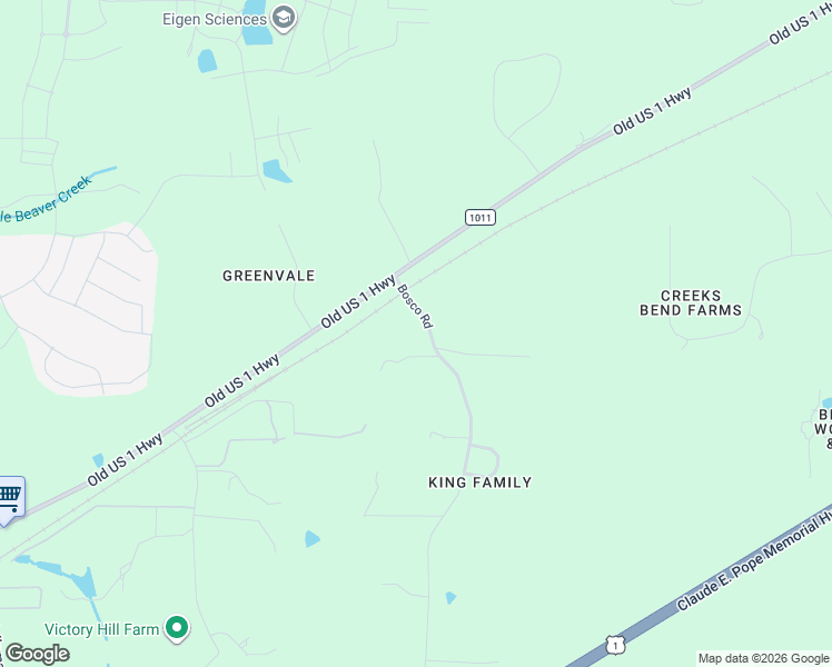 map of restaurants, bars, coffee shops, grocery stores, and more near 3498 Bosco Road in New Hill