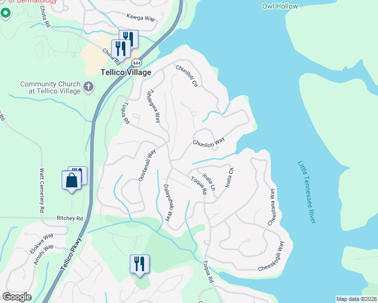 map of restaurants, bars, coffee shops, grocery stores, and more near 111 Chuniloti Way in Loudon