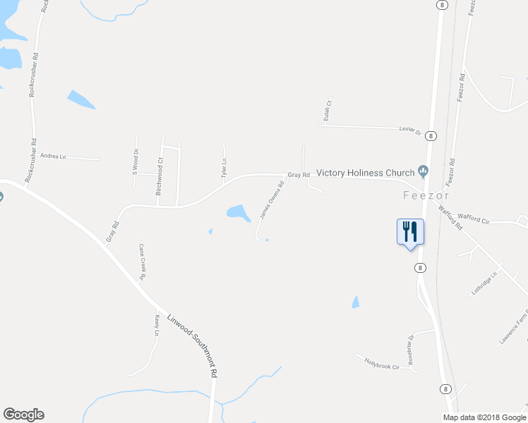 map of restaurants, bars, coffee shops, grocery stores, and more near James Owens Road in Lexington