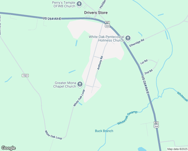 map of restaurants, bars, coffee shops, grocery stores, and more near 4925 Anthony Road in Wilson