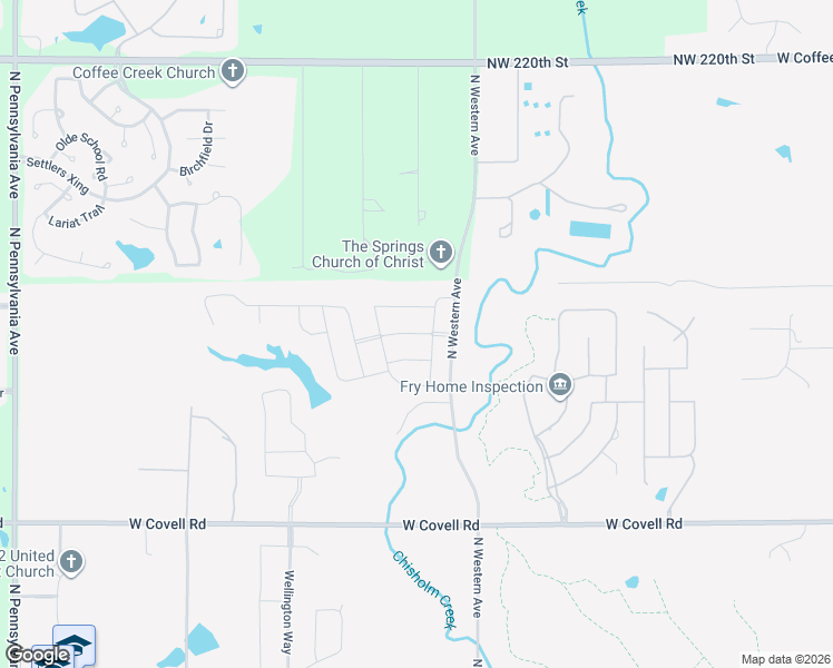 map of restaurants, bars, coffee shops, grocery stores, and more near Pettit Boulevard in Edmond