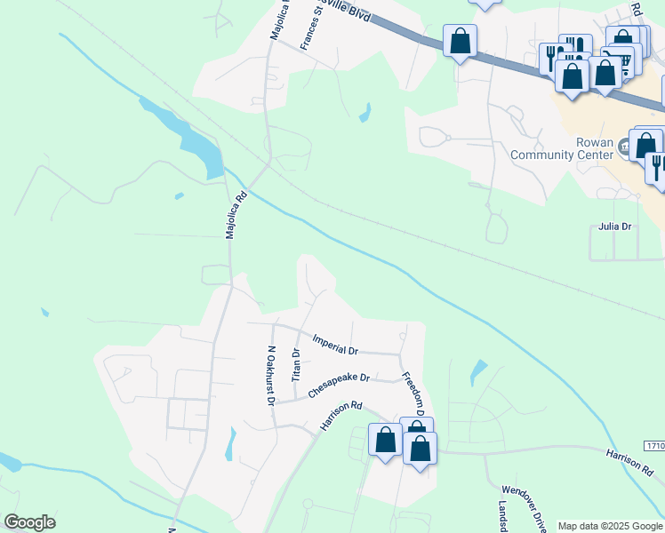 map of restaurants, bars, coffee shops, grocery stores, and more near 176 Celtic Circle in Salisbury