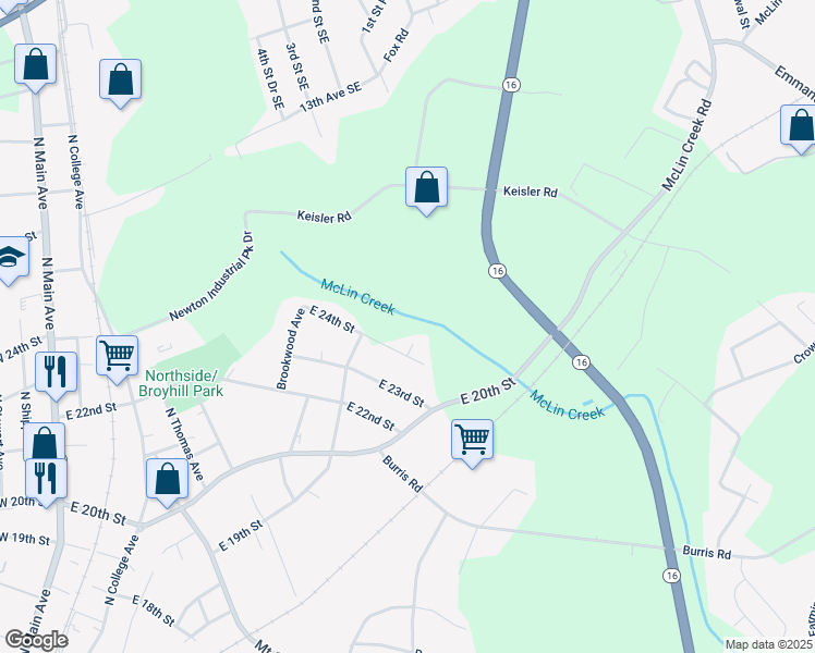 map of restaurants, bars, coffee shops, grocery stores, and more near 2410 Brookwood Circle in Newton